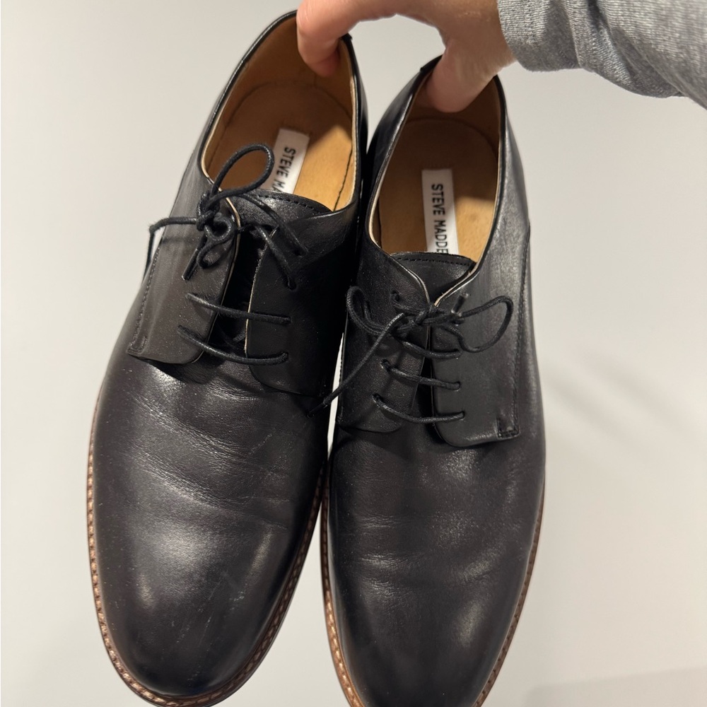 Steve Madden Black Leather Oxfords - MEN’S 10.5